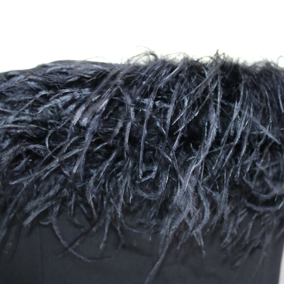 NWT Massimo Dutti Off-The-Shoulder Long Crepe Strapless Feather Dress Size US 4 - Picture 3 of 13